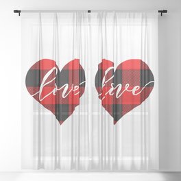 Heart With Plaid And Love Inside Sheer Curtain