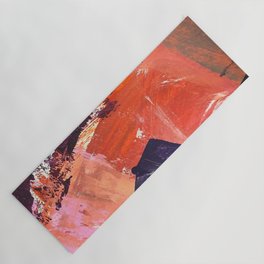 Amazon: a bright, colorful, abstract piece in orange, red, deep purple, and light blue Yoga Mat