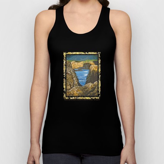 ORANGE AND BLUE PEACEFUL SEASCAPE STYLIZED OIL PAINTING Unisex Tank Top
