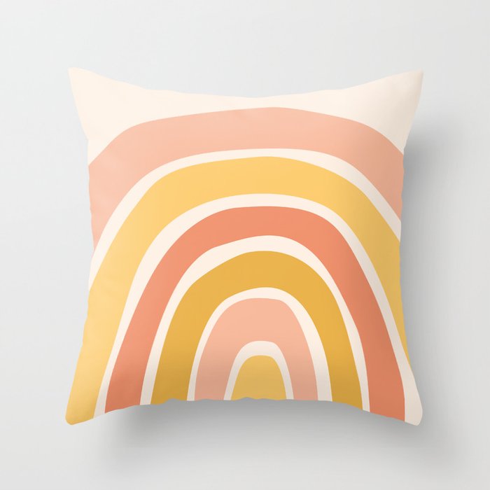 Abstract Shapes 169 in Gold and Peach (Rainbow Abstraction) Throw Pillow
