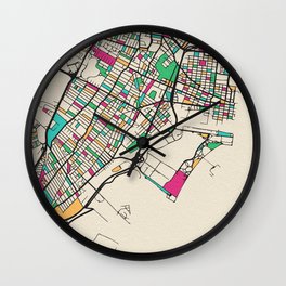Colorful City Maps: Jersey City, New Jersey Wall Clock | Housewarming, Abstract, Poster, Urban, Straightoutta, Nj, Roads, Jerseycity, Love, Colorful 