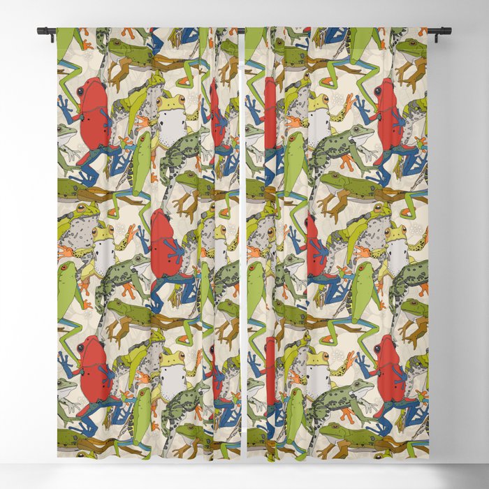 leaping frogs almond Blackout Curtain