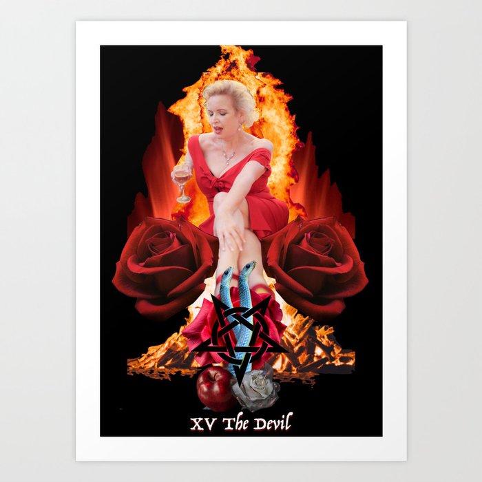 The Devil in a Red Dress Blood Bread and Roses Tarot Art Print by