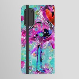 Whimsical Tropical Bird Art - Flamingo Love Android Wallet Case