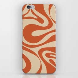 Mod Swirl Retro Abstract Pattern in Mid Mod Burnt Orange and Beige iPhone Skin