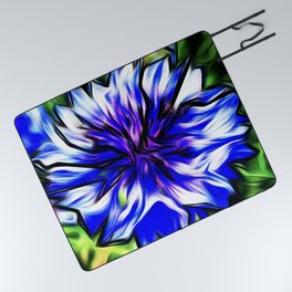Abstract Realism Blaue Blume (Cornflower) Purple Blue Picnic Blanket