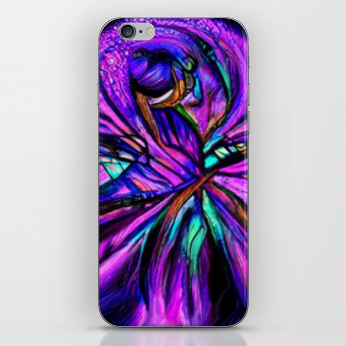Psychedelic Art - Purple And Green Dragonfly iPhone Skin