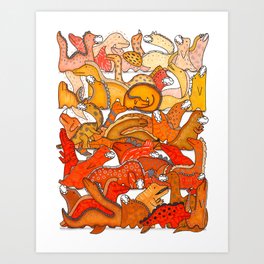 Orange Dinosaur Gradient Art Print