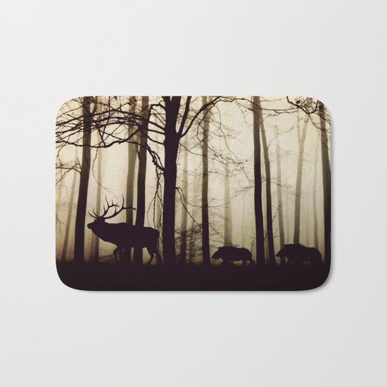 Forest night deer Bath Mat