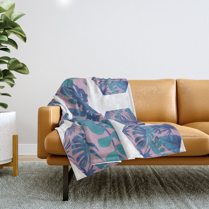 Abstract Botanical Hexagon Throw Blanket