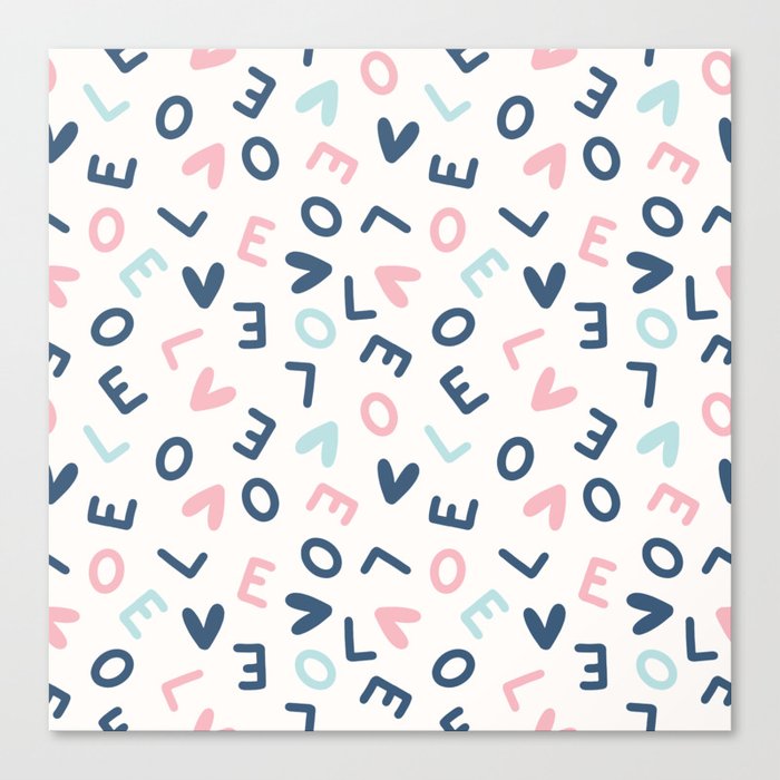 Valentine Pastel Pink Blue Letter Love Canvas Print