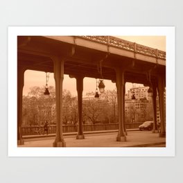 Paris - Bir-Hakeim bridge in sepia Art Print