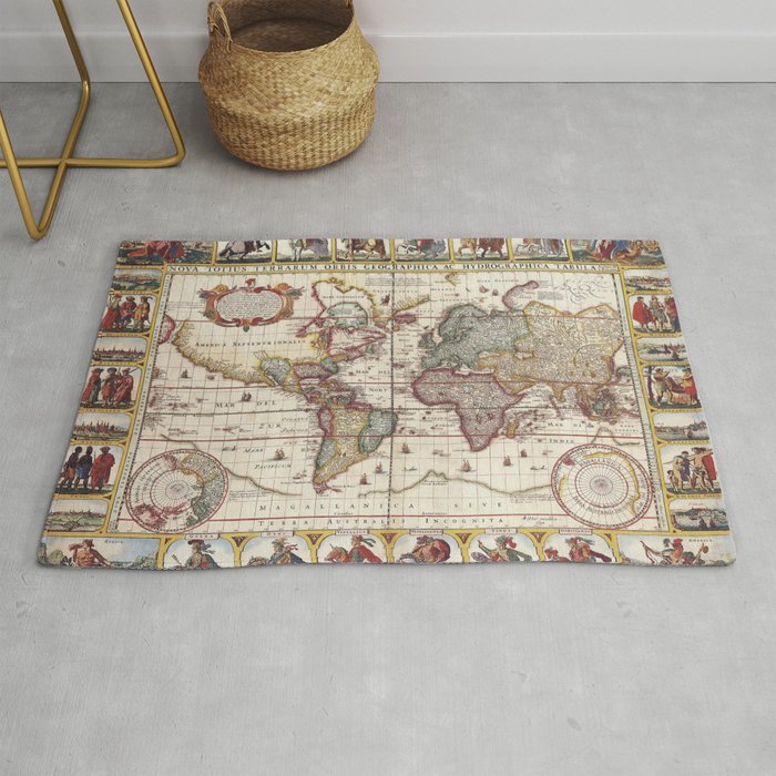 1652 Map of the World, Doncker Sea Atlas World Map Rug