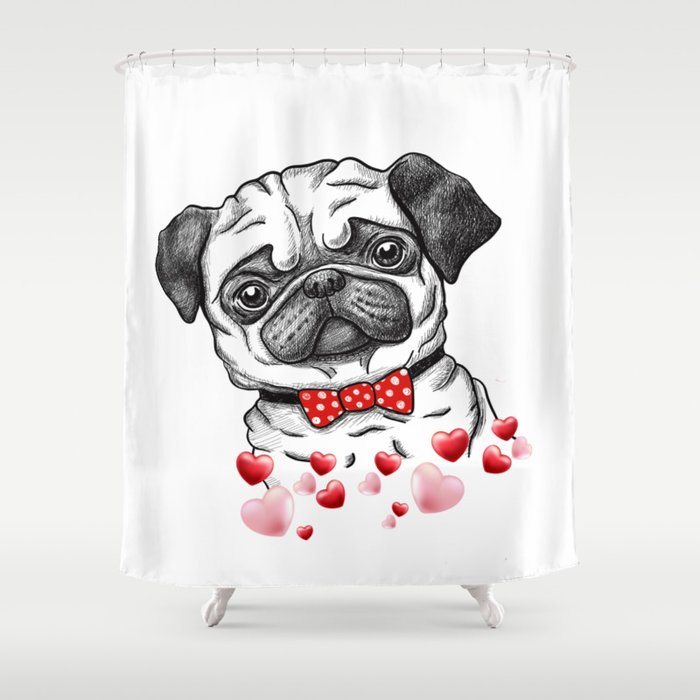 I love my Pug Dog Shower Curtain