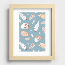 Vintage sea shell flat illustration pattern Recessed Framed Print