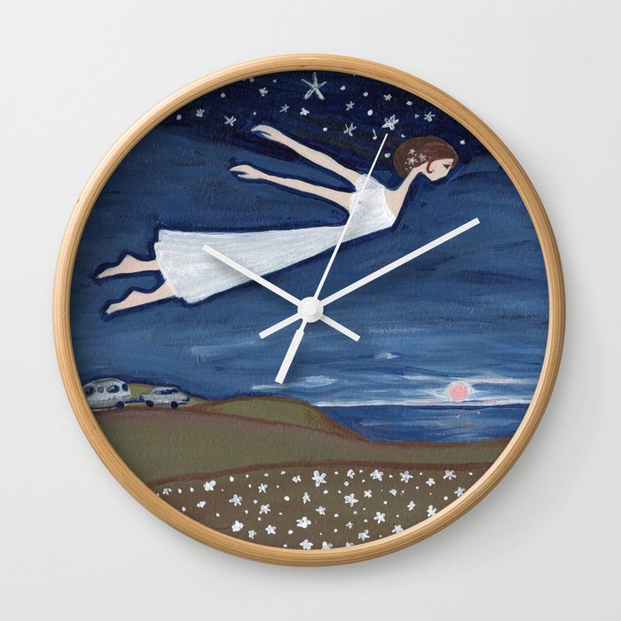 Flying Girl Remembers Her Dreams, or Night Blooming Wall Clock