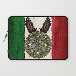 MEXICAN EAGLE AZTEC CALENDAR FLAG Laptop Sleeve