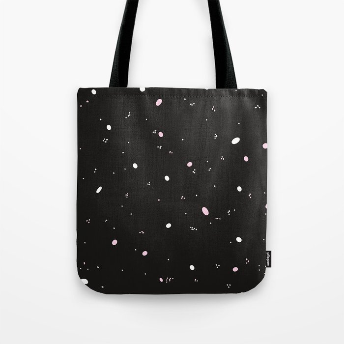 Black and white with pale pink abstract polka dots pattern Tote Bag