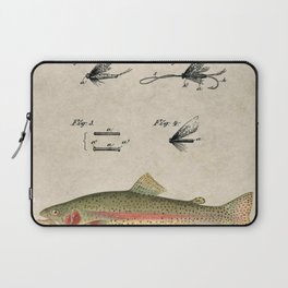 Vintage Rainbow Trout Fly Fishing Lure Patent Game Fish Identification Chart Laptop Sleeve
