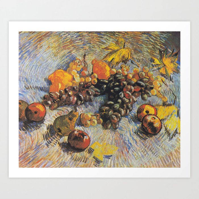 Vincent Van Gogh Still Life Grapes Apple Pears and Lemons 1887 Art Print