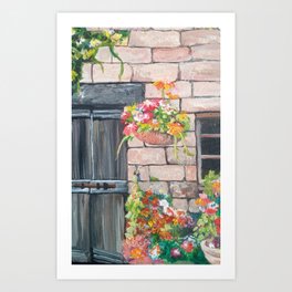 Country House With Flowers by Sonya Allen Art Print