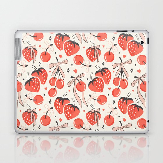 Sweet Treats Strawberries Cherries & Bows Laptop & iPad Skin