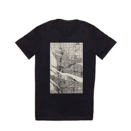 Vancouver, WA. USA - City Map Illustration - Black and White Aesthetic T Shirt