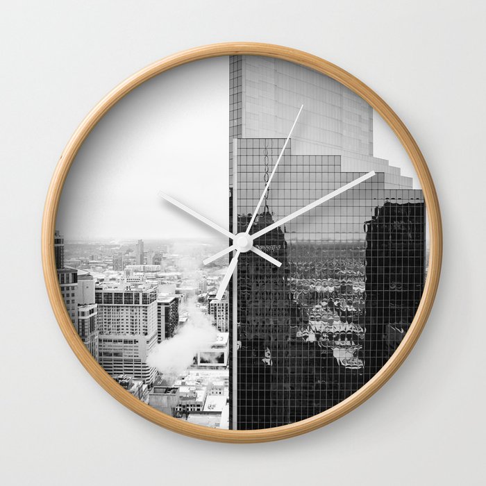 City in the Snow | Minneapolis Architecture Photography Wall Clock