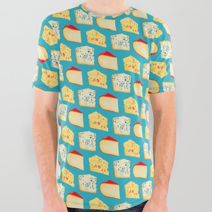 Cheese Pattern - Blue All Over Graphic Tee