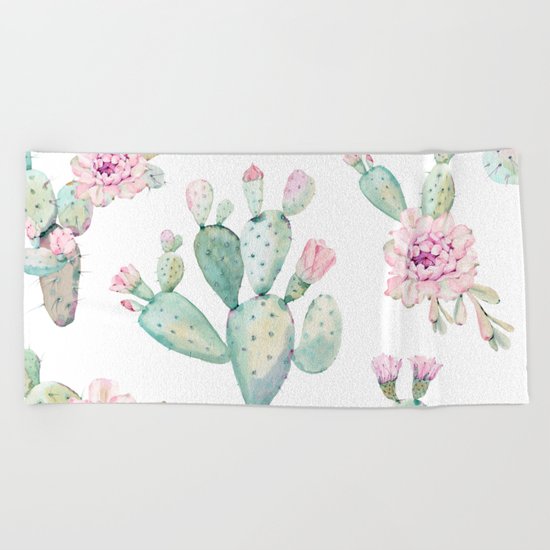 Simply Cactus Rose Beach Towel