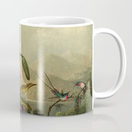 Orchids And Hummingbirds mountainous rainforest landscape painting by Martin Johnson Heade Coffee Mug