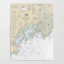 Monhegan Island to Cape Elizabeth Maine Nautical Chart 13288 Poster