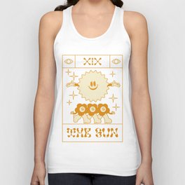 The Sun and Flowers Characters. Tarot Funny card. Hippie divination card Unisex Tank Top