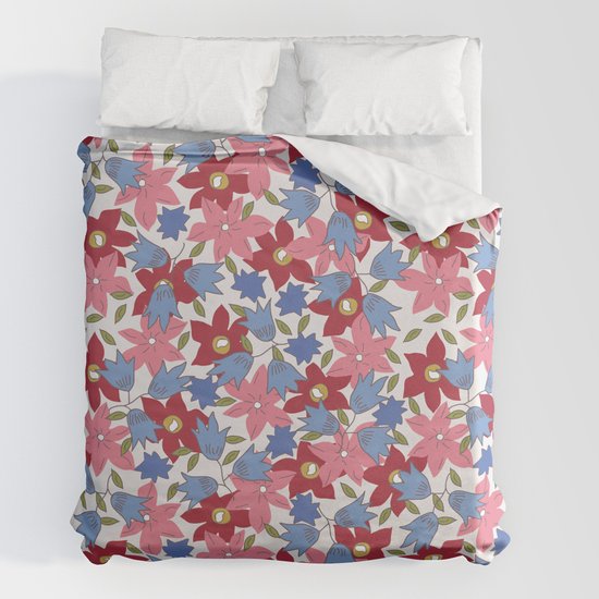 Liberty Print In Pinks Reds And Blues, Liberty Print Duvet Cover