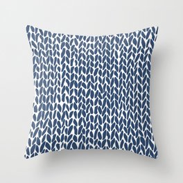 Hand Knit Zoom Navy Throw Pillow