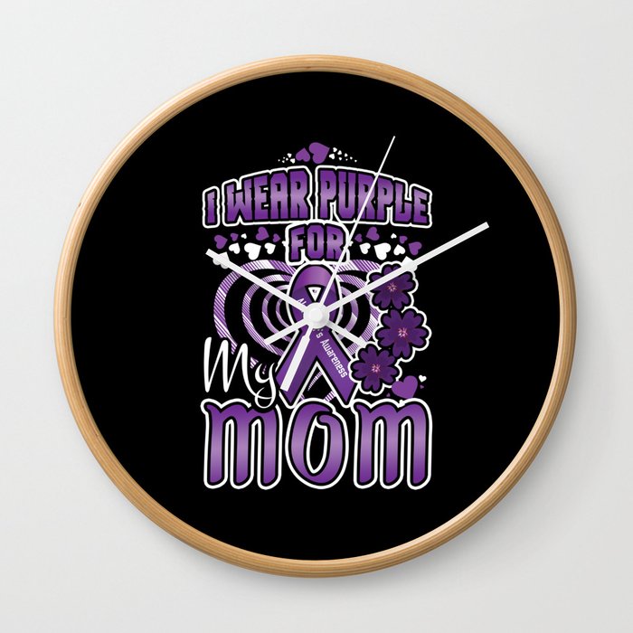 Purple For Mom Alzheimer's Awareness Alzheimer Wall Clock