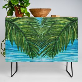 Acrylic Palm Trees and Ocean Shore Credenza