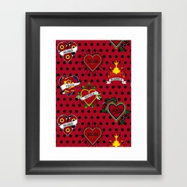 Red and Black Polka Dots – Retro Mom Tattoo Framed Art Print