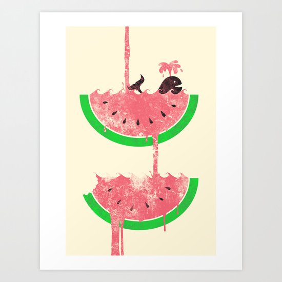 watermelon falls Art Print