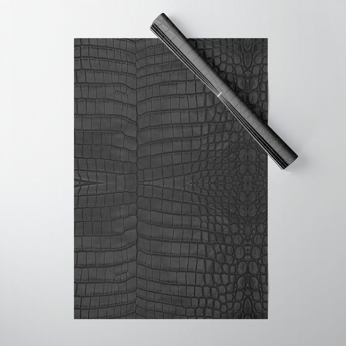 Black Crocodile Leather Print Wrapping Paper