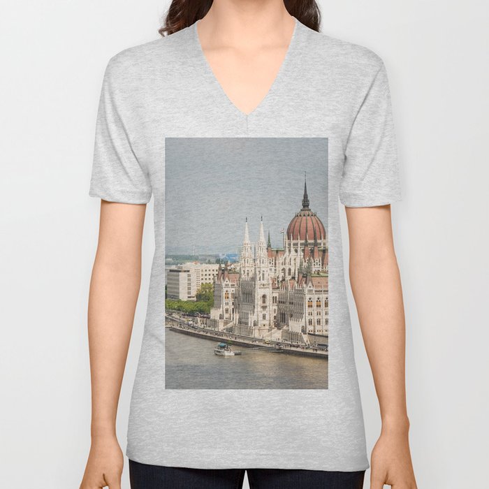 Budapest Parliament V Neck T Shirt