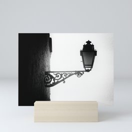 Vintage black and with wall street light Mini Art Print