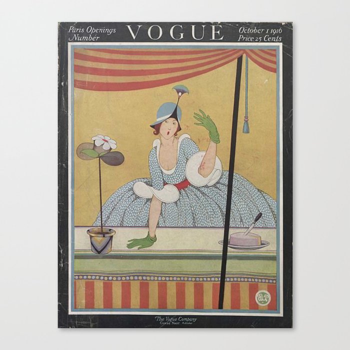 Vintage Fashion Magazine Cover Illustration October 1916 Canvas Print