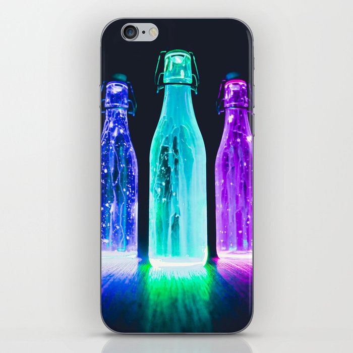 Three Colorful Bottles Blue Green And Purple Lightful Light iPhone Skin