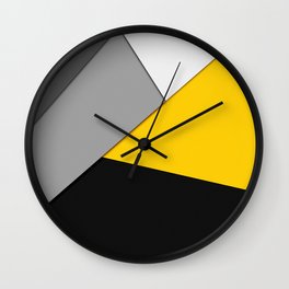 Simple Modern Gray Yellow and Black Geometric Wall Clock
