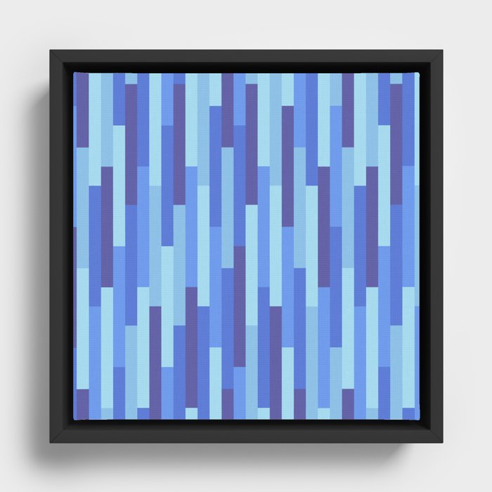 Blue rectangles - geometric patttern Framed Canvas