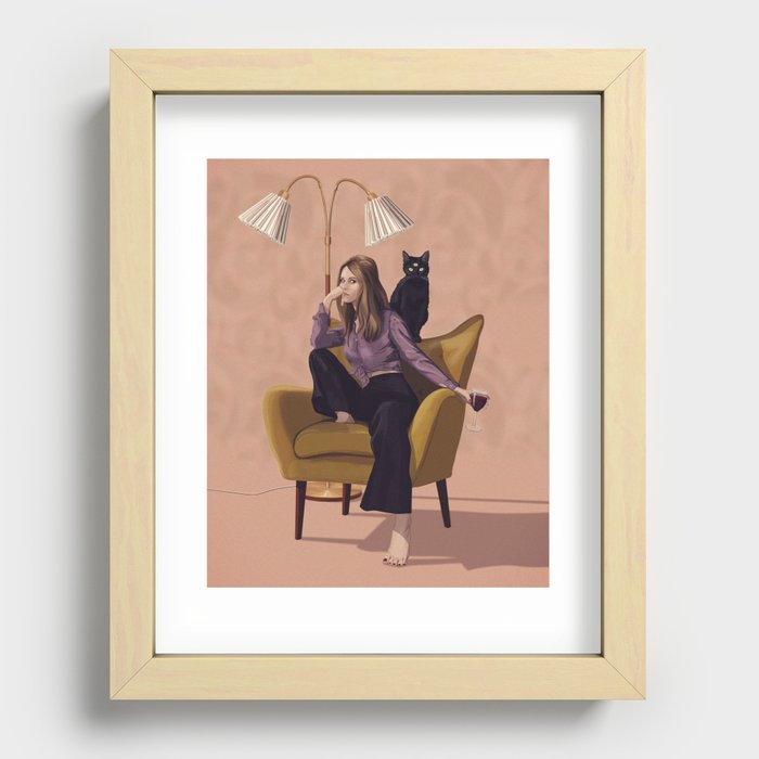 Woman With Wine Recessed Framed Print