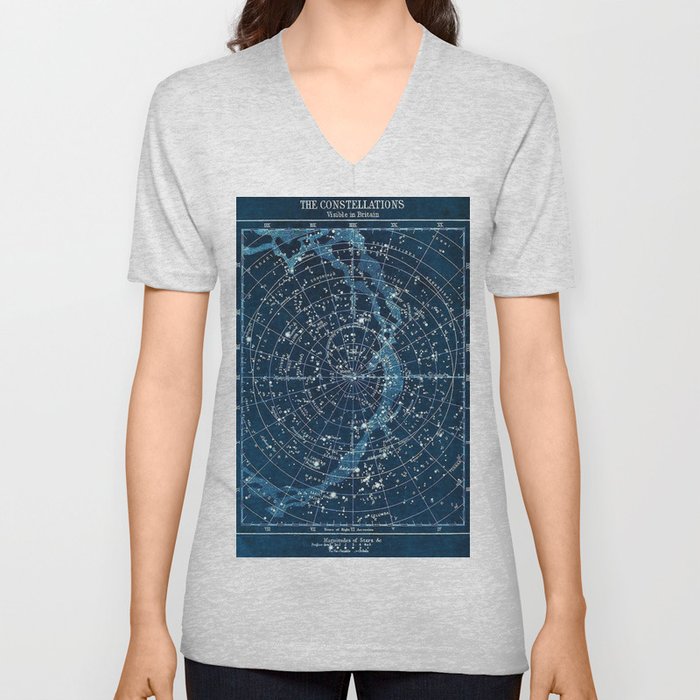 1900 Star Constellation Map - Chart Vintage Poster V Neck T Shirt