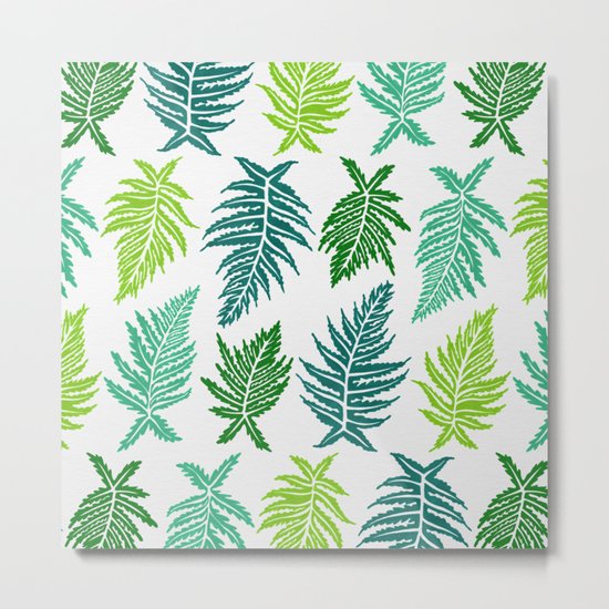 Inked Ferns – Green Palette Metal Print