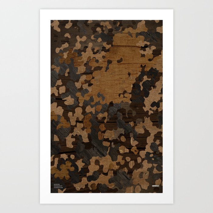 Modern Woodgrain Camouflage / Flecktarn Print Art Print